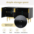 Modern Elegant 4 Door Sideboard Gold Metal Handle Buffet Cabinet For Dining Room, Living Room, Bedroom, Hallway Black Black Particle Board