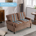 Modern Double Sofa Wooden Bedroom, Living Room, Brown Brown Primary Living Space Soft Heavy Duty Pine 2 Seat