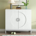 Simple Storage Cabinet Accent Cabinet With Solid Wood Veneer And Metal Leg Frame For Living Room, Entryway, Dining Room White White Mdf