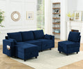 Arm Single Seat Of Module Sofa, Navy Blue Corduroy Velvet Navy Corduroy