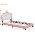 Twin Size Upholstered Princess Bed With Crown Headboard,Twin Size Platform Bed With Headboard And Footboard,White Pink Old Sku:Wf303336Aah Pink Pu