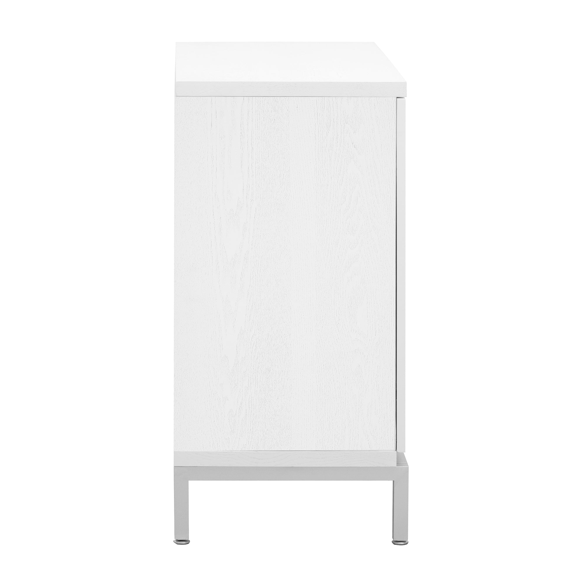 Simple Storage Cabinet Accent Cabinet With Solid Wood Veneer And Metal Leg Frame For Living Room, Entryway, Dining Room White White Mdf