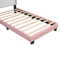 Twin Size Upholstered Princess Bed With Crown Headboard,Twin Size Platform Bed With Headboard And Footboard,White Pink Old Sku:Wf303336Aah Pink Pu