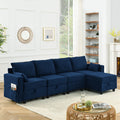 Single Seat Of Module Sofa Without Armrest, Navy Blue Corduroy Velvet Navy Corduroy