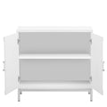 Simple Storage Cabinet Accent Cabinet With Solid Wood Veneer And Metal Leg Frame For Living Room, Entryway, Dining Room White White Mdf