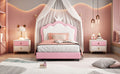 Twin Size Upholstered Princess Bed With Crown Headboard,Twin Size Platform Bed With Headboard And Footboard,White Pink Old Sku:Wf303336Aah Pink Pu