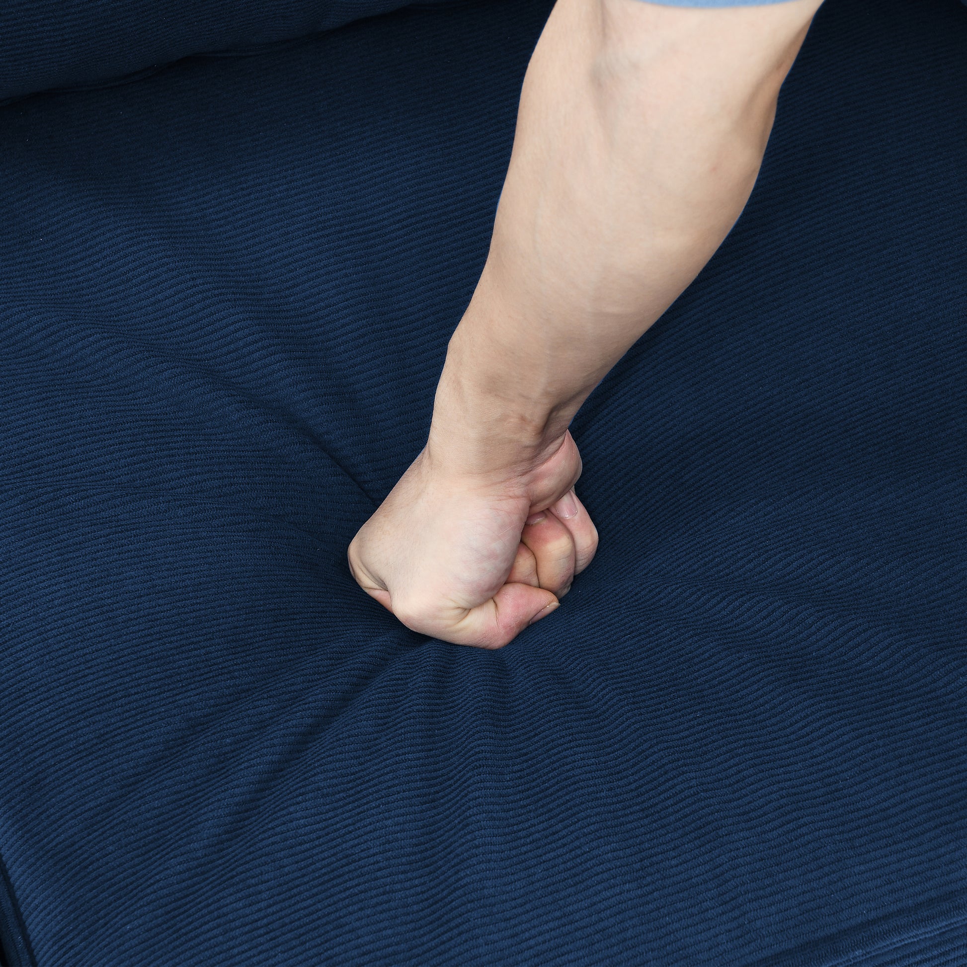 Arm Single Seat Of Module Sofa, Navy Blue Corduroy Velvet, Spring Pack Cushions Dark Gray Corduroy
