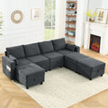 Middle Seat Of Module Sofa Without Armrest, Gray Corduroy Velvet Navy Primary Living Space Modern Corduroy