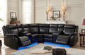 Le153 Power Reclining Sectional Black W Led Strip Black Technical Leather