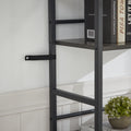 Triple Wide 5 Shelf Bookshelves Industrial Retro Wooden Style Home And Office Large Open Bookshelves, Dark Grey, 69.3