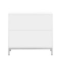 Simple Storage Cabinet Accent Cabinet With Solid Wood Veneer And Metal Leg Frame For Living Room, Entryway, Dining Room White White Mdf