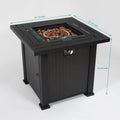 28Inch Square Fire Pit Table Brown Steel