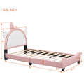 Cute Twin Size Upholstered Bed With Unicorn Shape Headboard,Twin Size Platform Bed With Headboard And Footboard,White Pink Pink Pu