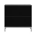 Simple Storage Cabinet Accent Cabinet With Solid Wood Veneer And Metal Leg Frame For Living Room, Entryway, Dining Room Black Black Mdf