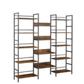 Triple Wide 5 Shelf Bookshelves Industrial Retro Wooden Style Home And Office Large Open Bookshelves, Rustic Brown 69.3 W X 11.8 D X 70.1 H Rustic Brown Particle Board