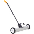 24'' Rolling Magnetic Pick Up Sweeper, Heavy Duty Push Type With Release, For Nails Needles Screws Collection,30 Pound Capacity Black And Silver Metal