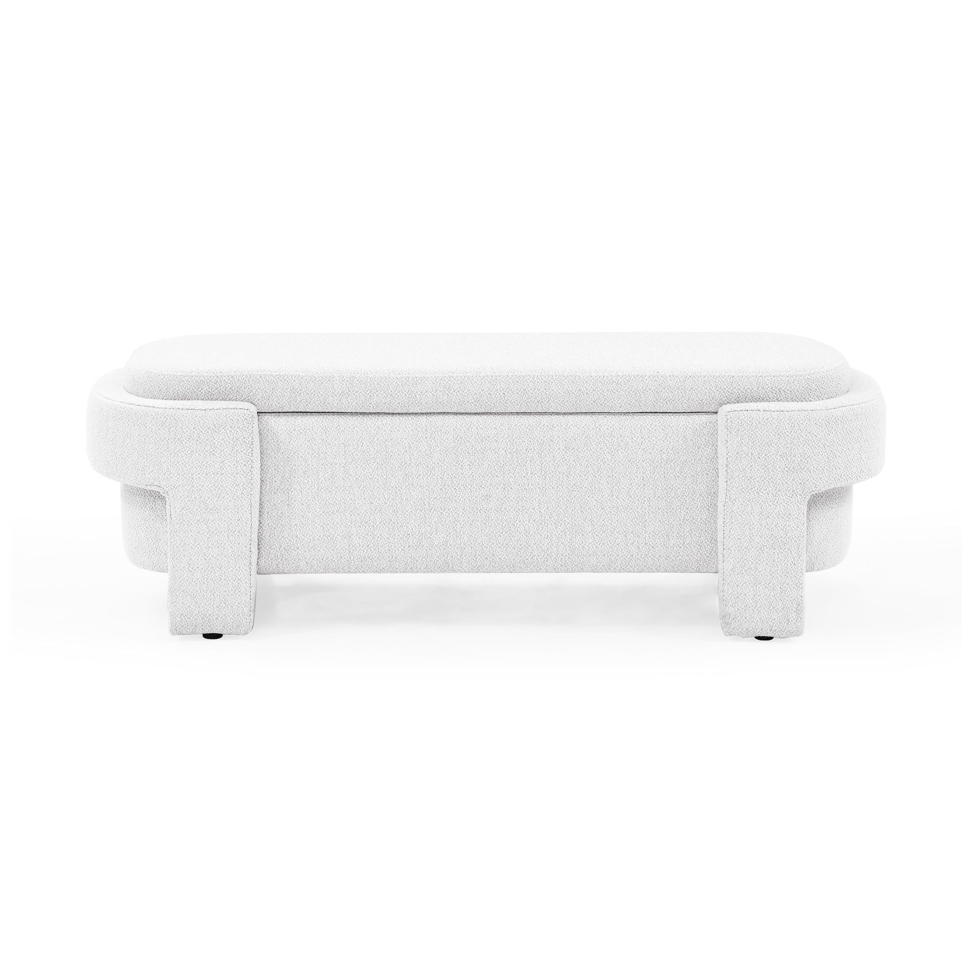 Linen Fabric Upholstered Bench With Large Storage Space For The Living Room, Entryway And Bedroom,White, 51.5''X20.5''X17'' White Foam