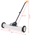 24'' Rolling Magnetic Pick Up Sweeper, Heavy Duty Push Type With Release, For Nails Needles Screws Collection,30 Pound Capacity Black And Silver Metal