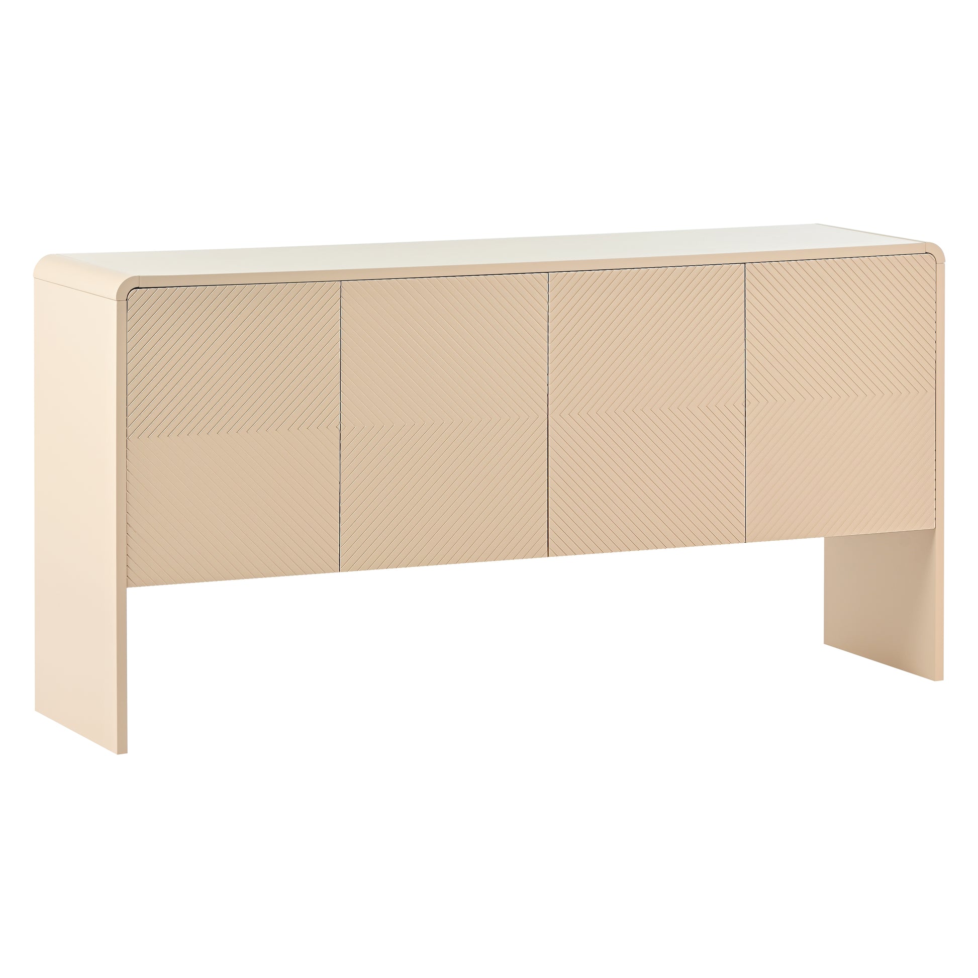 Minimalist Style 60"L Large Storage Space Sideboard With 4 Doors And Rebound Device For Living Room And Entryway Apricot Cream Apricot Cream Mdf