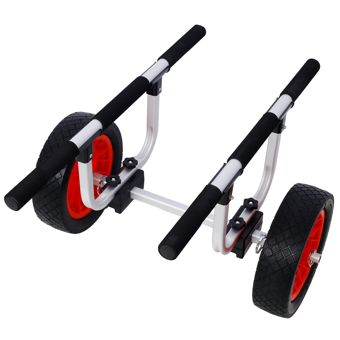 Heavy Duty Kayak Cart,Width Adjustable Canoe Cart With 12Inch Flatfree Beach Wheels Boat Dolly Cart Transport Carrier, Adjustable Width Kayak Trolley With Airless Kayak Wheels Black Aluminium