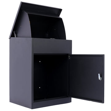 Package Delivery Boxes For Outside,Extra Large Mailbox,Galvanized Steel Parcel Mailbox,Wall Mounted Lockable Anti Theft For Outdoor Porch,Curbside,Black Black Steel