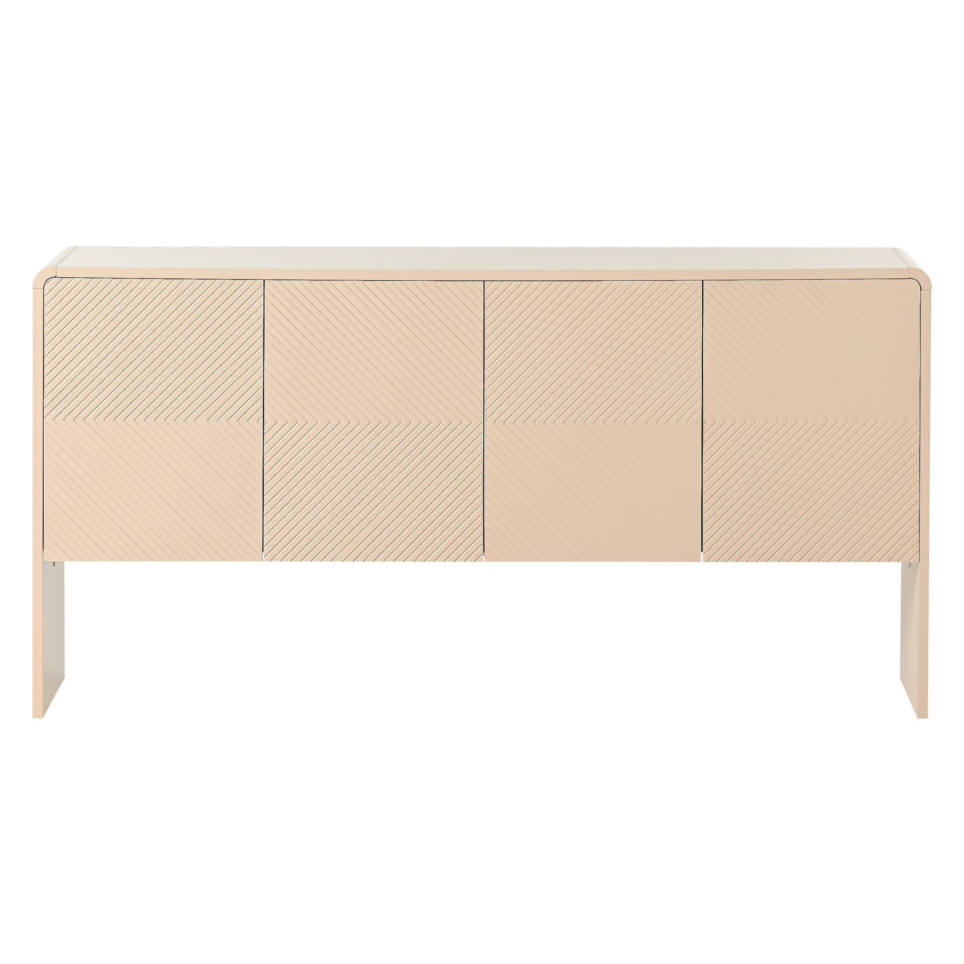 Minimalist Style 60"L Large Storage Space Sideboard With 4 Doors And Rebound Device For Living Room And Entryway Apricot Cream Apricot Cream Mdf