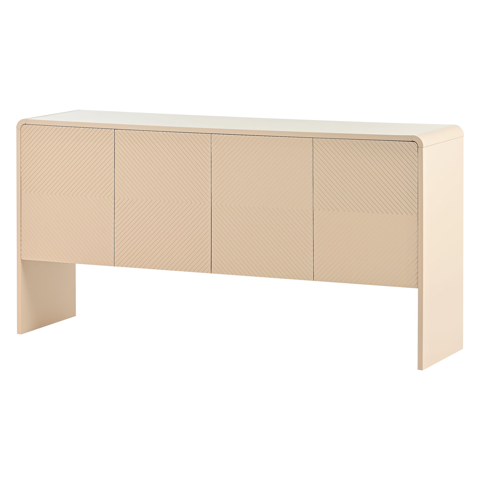 Minimalist Style 60"L Large Storage Space Sideboard With 4 Doors And Rebound Device For Living Room And Entryway Apricot Cream Apricot Cream Mdf