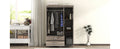 3 Door Wardrobe With 2 Drawers, Wood Grain Effect In Gray Hinged Gray Gray Shelf 2 Drawers Bedroom Ball Bearing Glides Contemporary 3 Lockable Mdf