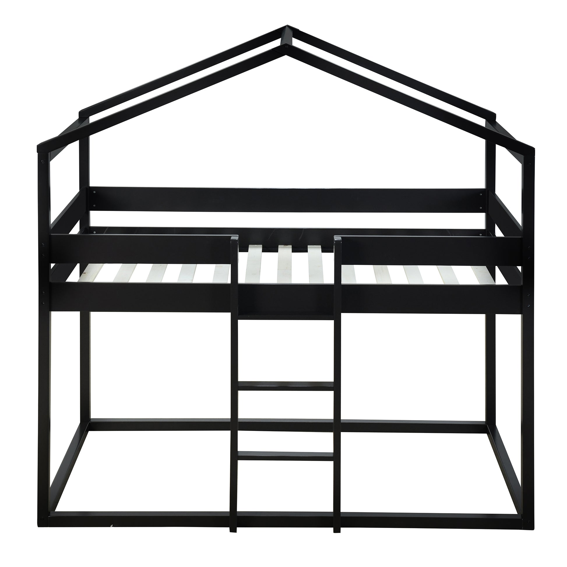 Twin Over Twin Bunk Bed Wood Bed With Tent, Espresso Espresso Solid Wood