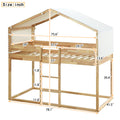 Twin Over Twin Bunk Bed Wood Bed With Tent, Natural Natural Solid Wood