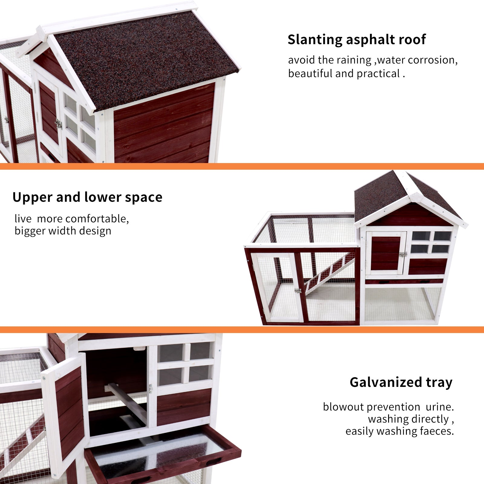 "Discount Treatment " Deluxe Wooden Chicken Coop Hen House Rabbit Wood Hutch Poultry Cage Habitat Wine Rde White Wine Red Solid Wood