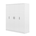 4 Door Wardrobe With 1 Drawer, White Hinged White White Shelf 1 Drawer Bedroom Ball Bearing Glides Contemporary 4 Lockable Mdf