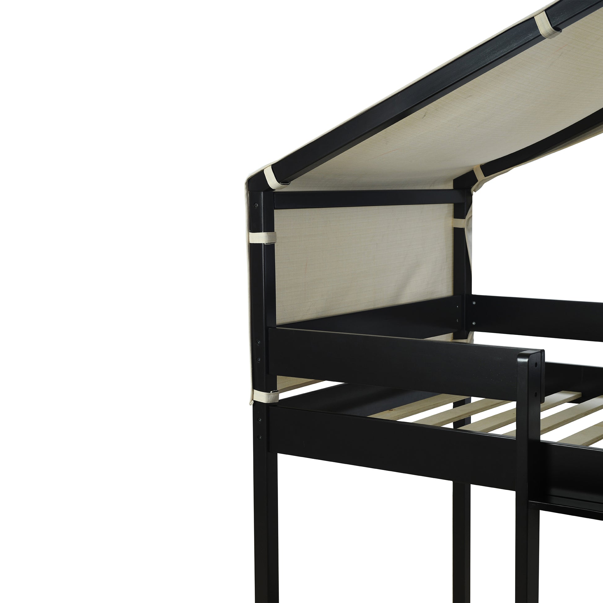 Twin Over Twin Bunk Bed Wood Bed With Tent, Espresso Espresso Solid Wood