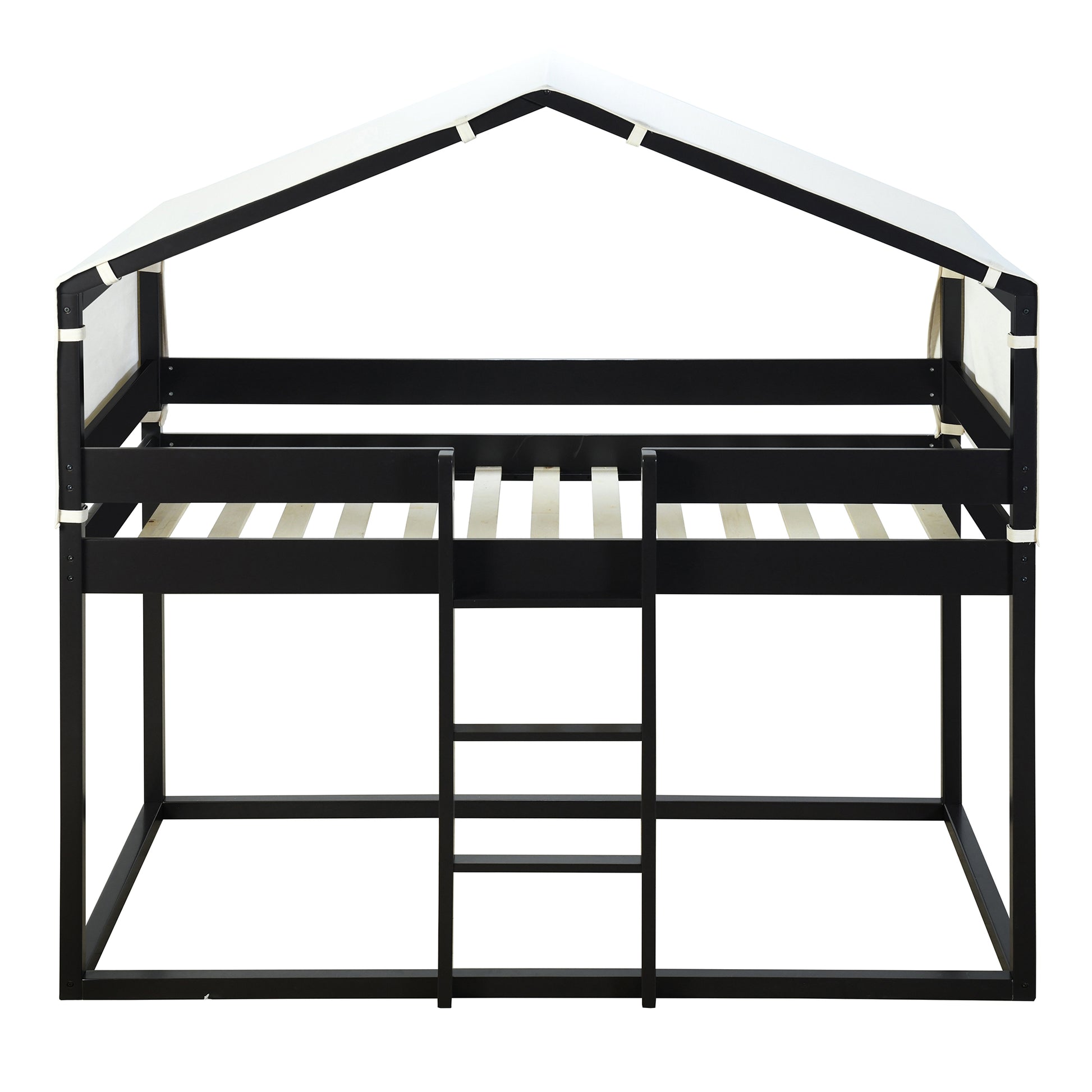 Twin Over Twin Bunk Bed Wood Bed With Tent, Espresso Espresso Solid Wood