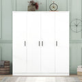 4 Door Wardrobe With 1 Drawer, White Hinged White White Shelf 1 Drawer Bedroom Ball Bearing Glides Contemporary 4 Lockable Mdf