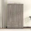 3 Door Wardrobe With 2 Drawers, Wood Grain Effect In Gray Hinged Gray Gray Shelf 2 Drawers Bedroom Ball Bearing Glides Contemporary 3 Lockable Mdf