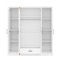 4 Door Wardrobe With 1 Drawer, White Hinged White White Shelf 1 Drawer Bedroom Ball Bearing Glides Contemporary 4 Lockable Mdf