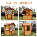 Outdoor Playhouse For Kids Wooden Cottage With Working Doors Windows Pretend Play House For Age 3 8 Years Natural Solid Wood