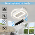 20Inch Modern Leafless Ceiling Fan With Remote Control Removable And Washable, Reversible Motor White Modern Iron