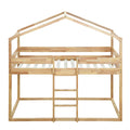 Twin Over Twin Bunk Bed Wood Bed With Tent, Natural Natural Solid Wood