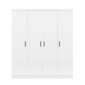 4 Door Wardrobe With 1 Drawer, White Hinged White White Shelf 1 Drawer Bedroom Ball Bearing Glides Contemporary 4 Lockable Mdf