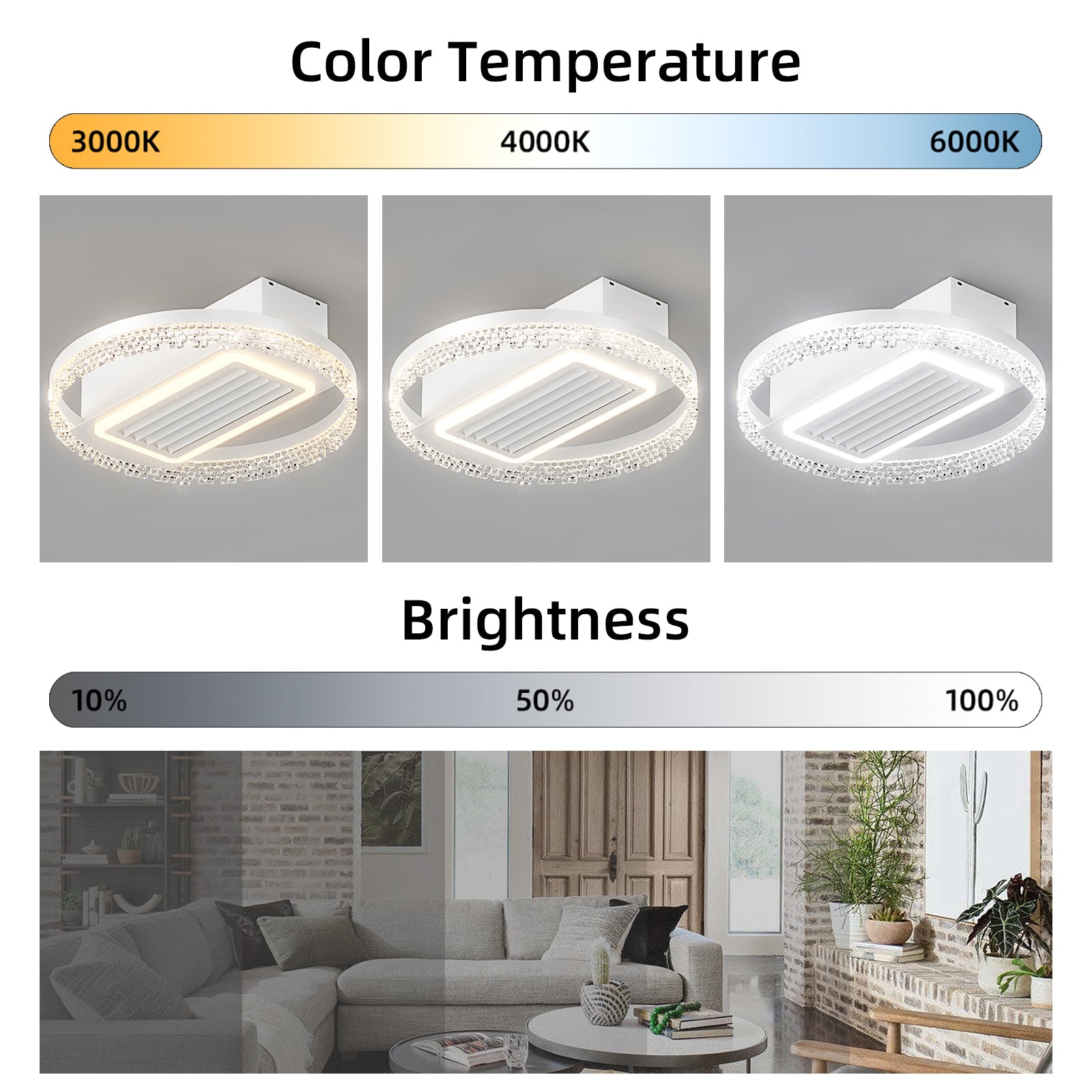 20Inch Modern Leafless Ceiling Fan With Remote Control Removable And Washable, Reversible Motor White Modern Iron