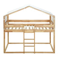 Twin Over Twin Bunk Bed Wood Bed With Tent, Natural Natural Solid Wood