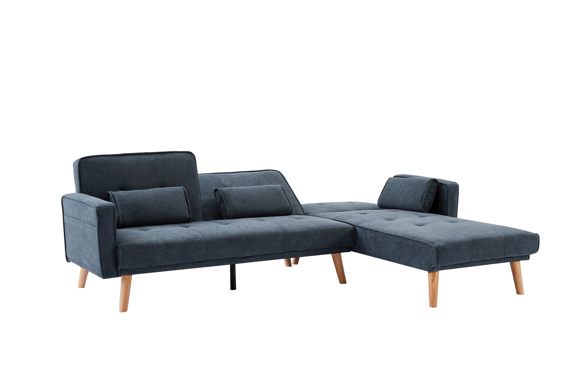 Convertible Sectional Sofa Sleeper, Right Facing L Shaped Sofa Counch For Living Room Dark Gray Foam Linen