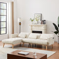 Convertible Sectional Sofa Sleeper, Left Facing L Shaped Sofa Counch For Living Room Ivory Foam Fabric