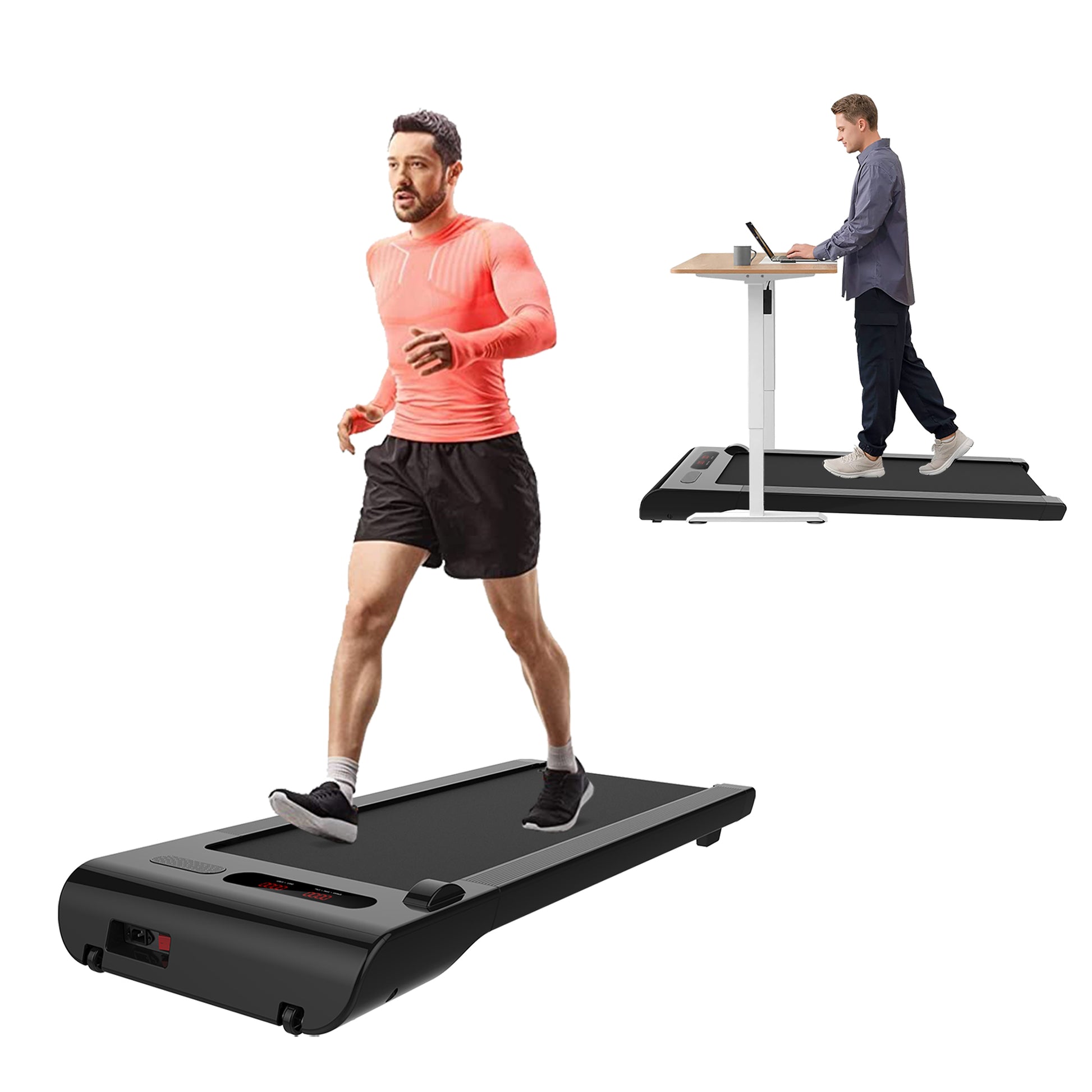 Walking Pad Treadmill Under Desk Under Desk Treadmill For Office Home,2 In 1 Desk Treadmill Space Saving With Treadmill Mat,Remote Control,Led Display. Indoor Fitness Black Without Portable Office American Design Multifunctional Abs Steel Q235