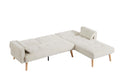 Convertible Sectional Sofa Sleeper, Right Facing L Shaped Sofa Counch For Living Room Chaise Ivory Foam Fabric