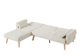 Convertible Sectional Sofa Sleeper, Left Facing L Shaped Sofa Counch For Living Room Ivory Foam Fabric