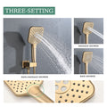 Shower Faucet Set, With Handheld Shower And Rainfall Shower Head Combination Set Wall Mounted Shower System With Tub Spout Brushed Gold Brass