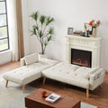 Convertible Sectional Sofa Sleeper, Left Facing L Shaped Sofa Counch For Living Room Ivory Foam Fabric